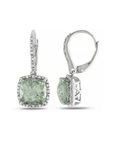 Concerto 5.33TCW Green Amethyst and Diamond Halo Drop Earrings - AMETHYST