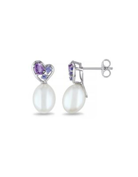 Concerto 0.4TGW Amethyst and Tanzanite Pearl Heart Earrings - PEARL