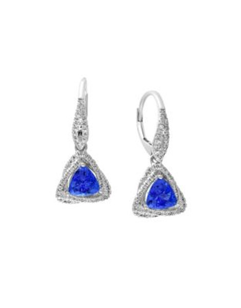 Effy 14K White Gold Drop Earrings with 0.29 TCW Diamond and Tanzanite - TANZANITE