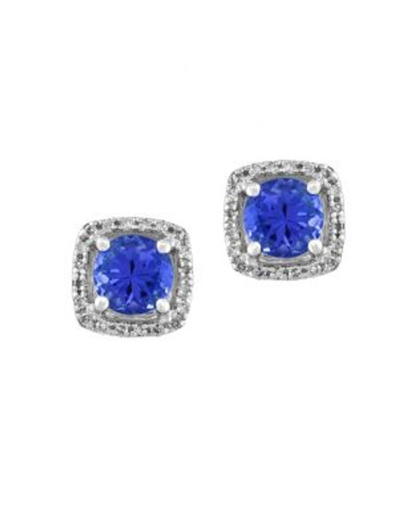 Effy 14K White Gold 0.12 TCW Diamond and Tanzanite Earrings with Diamonds - TANZANITE