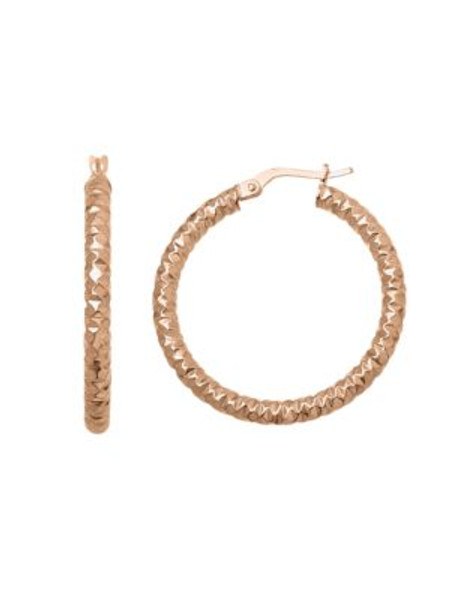 Fine Jewellery 14k Rose Gold Textured Hoop Earrings - PINK GOLD