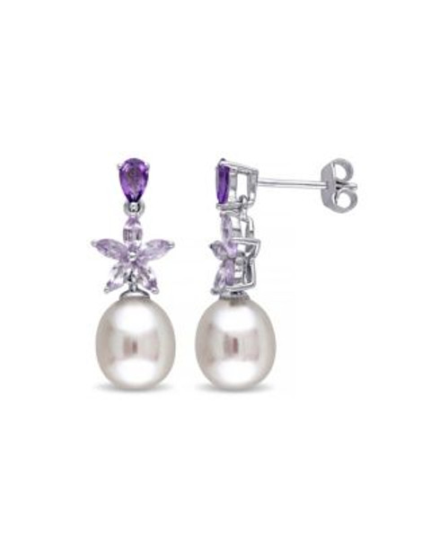 Concerto 1.375TGW Amethyst and Rose de France Pearl Dangle Earrings - PEARL