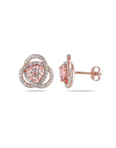 Concerto Morganite and Diamond Pink Sterling Silver Orbit Stud Earrings - PINK