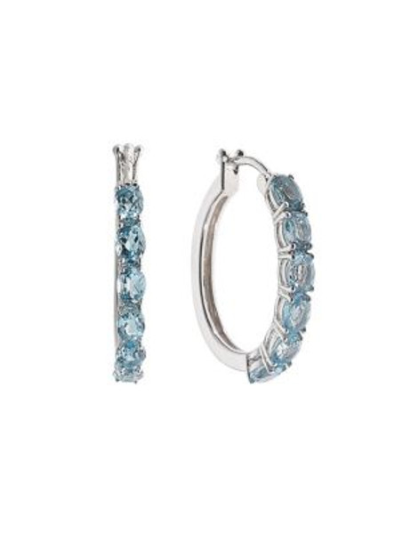 Fine Jewellery Topaz and Sterling Silver Hoop Earrings - BLUE TOPAZ