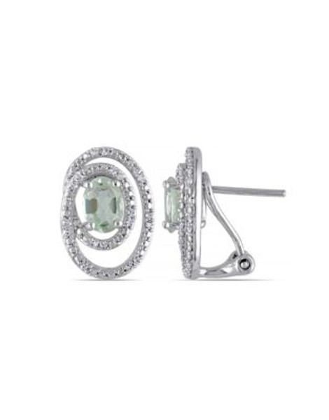 Concerto Green Amethyst and Diamond Sterling Silver Orbit Earrings - AMETHYST