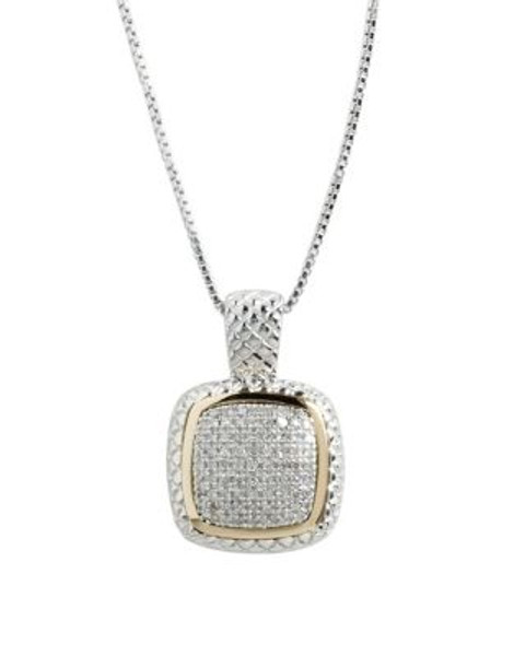 Fine Jewellery Sterling Silver 14K Yellow Gold And Square Diamond Pave Pendant - DIAMOND