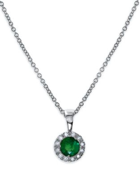 Effy Emerald And Diamond Pendant In 14 Kt White Gold - EMERALD