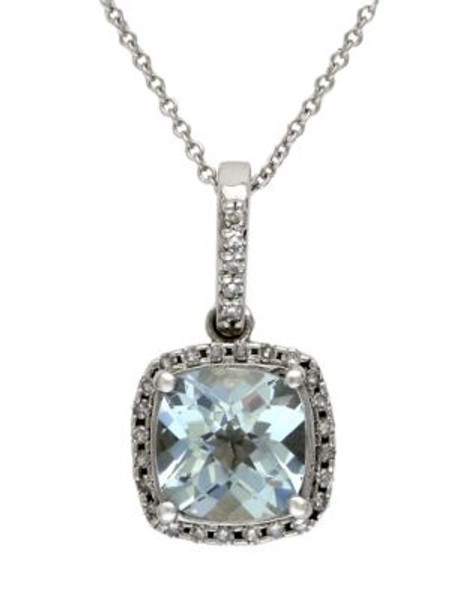 Effy 14K White Gold Diamond And Aquamarine Pendant - AQUAMARINE