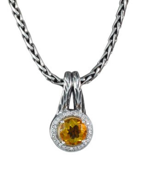 Effy Sterling Silver and 18k Gold Citrine and Diamond Pendant - CITRINE