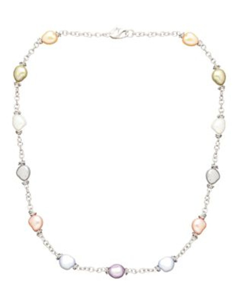 Honora Style Sterling Silver Wildflower Baroque Pearl Necklace - MULTI COLOURED