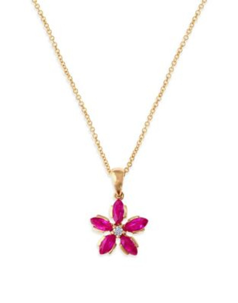 Effy 14K Rose Gold Diamond and Natural Ruby Pendant - RUBY