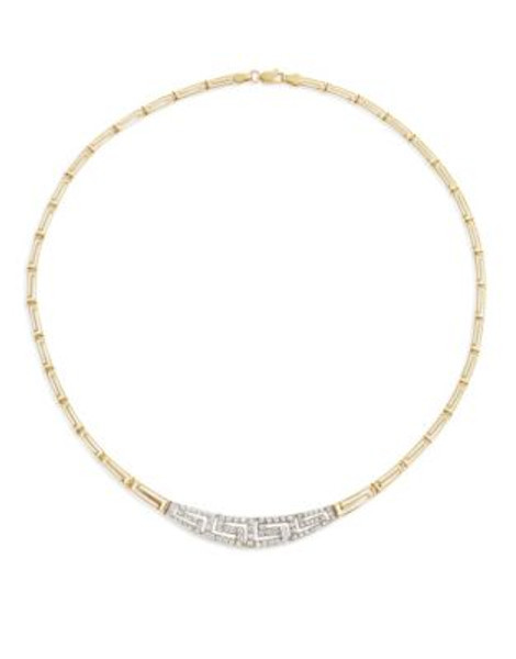 Fine Jewellery Two-Tone 14K Gold Border Necklace - CUBIC ZIRCONIA