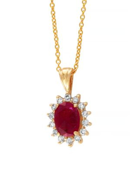 Effy 14 Karat Yellow Gold and Ruby Pendant Necklace - RUBY