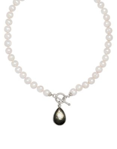 Honora Style Pearl and Mother-of-Pearl Pendant Necklace - WHITE