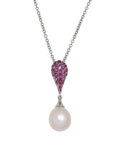 Honora Style Pink Pearl and Rhodolite Drop Pendant Necklace - PINK