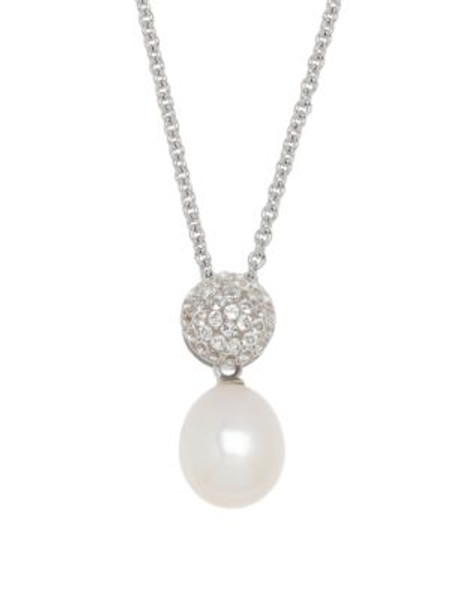 Honora Style Topaz Ball Pearl Drop Necklace - WHITE