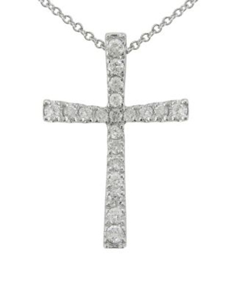 Fine Jewellery 14K White Gold Cross Necklace with 0.16 TCW Diamonds - DIAMOND