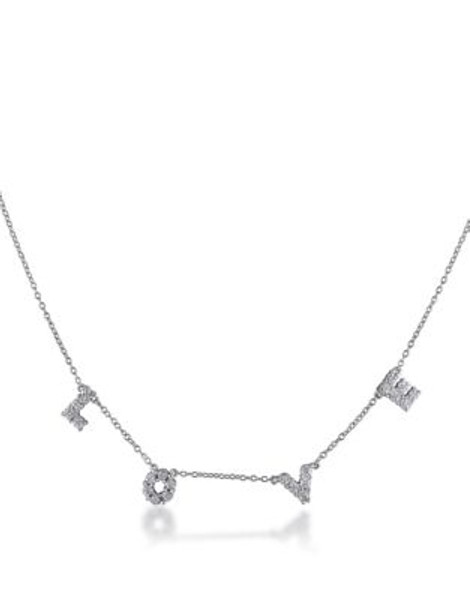 Concerto Diamond Love Sterling Silver Station Necklace - DIAMOND