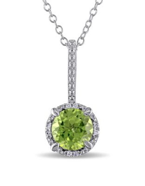 Concerto Sterling Silver and 0.03 TCW Diamond and Peridot Necklace - PERIDOT