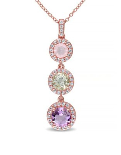 Concerto Multi-Gemstone Rose-Goldtone Sterling Silver Drop Necklace - MULTI