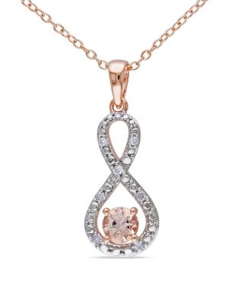 Concerto 0.5TCW Morganite and Diamond Two-Tone Infinity Necklace - PINK