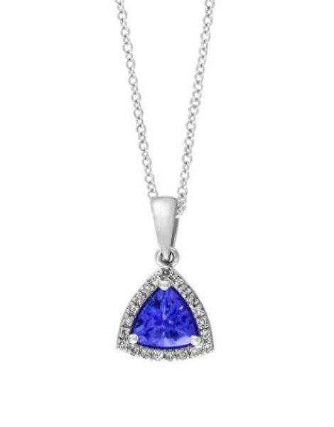 Effy 0.08 TCW Diamond and Tanzanite 14K White Gold Pendant Necklace - TANZANITE