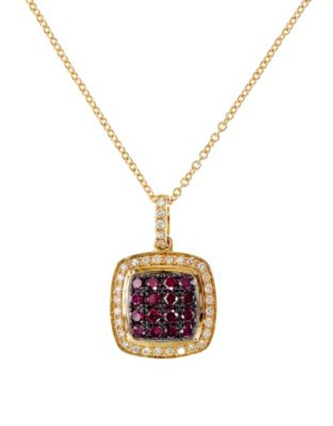 Effy 14K Rose Gold 0.13ct Diamond & 0.37ct Natural Ruby Pendant - RUBY