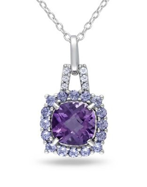 Concerto 0.06TCW Diamond and Amethyst Sterling Silver Necklace - AMETHYST