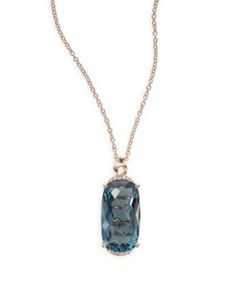 Effy 14K Rose Gold Blue Topaz and Diamond Pendant - BLUE TOPAZ