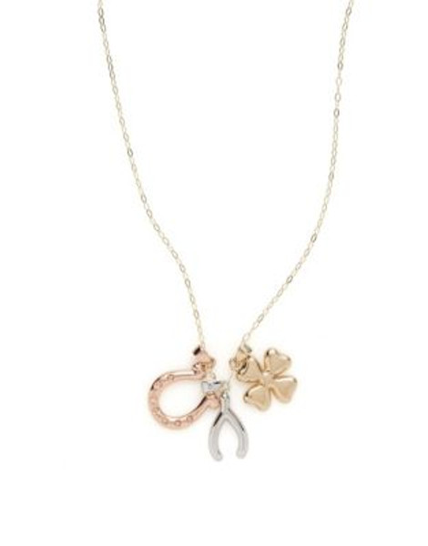 Fine Jewellery 14K Gold Tri Colour Charm Necklace - TRI COLOUR