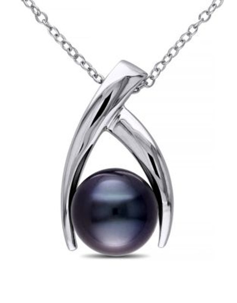 Concerto Black Tahitian Pearl Sterling Silver Arch Necklace - PEARL