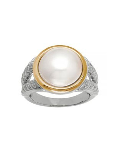 Fine Jewellery 14K Gold and Sterling Silver Pearl Ring - WHITE - 7