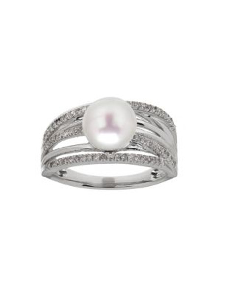 Fine Jewellery Sterling Silver Pearl Ring - WHITE - 7