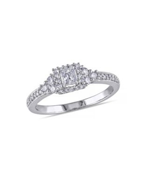 Concerto .5 CT Round and Princess Diamonds TW 14k White Gold Fashion Ring - DIAMOND - 7