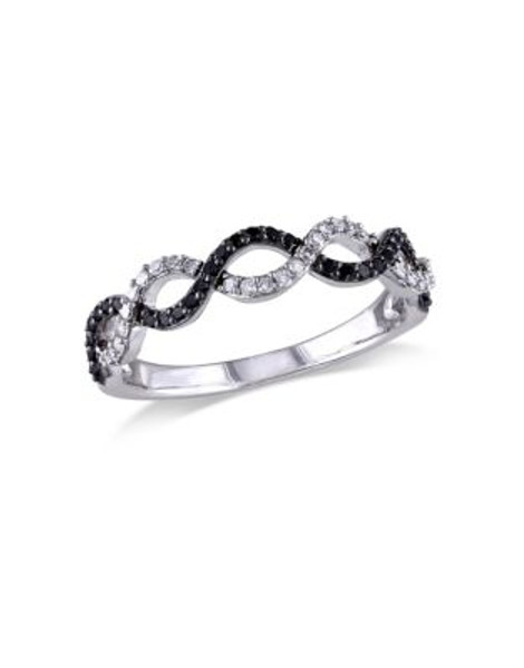 Concerto .25 CT Black and White Diamond TW 14k White Gold Fashion Ring - BLACK DIAMOND - 7