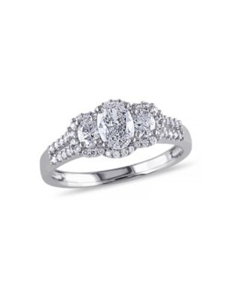 Concerto 1 CT Oval and Round Diamonds TW 14k White Gold Fashion Ring - DIAMOND - 8