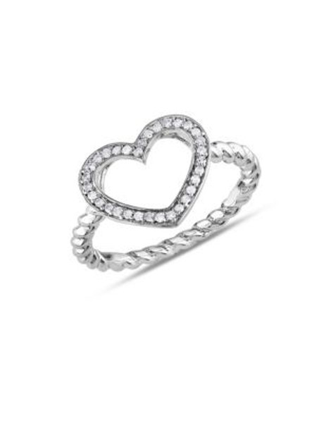 Concerto Diamond Twisted Band Heart Ring - DIAMOND - 7