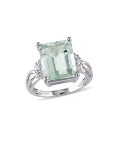 Concerto 5.625TCW Green Amethyst and White Topaz Sterling Silver Cocktail Ring - AMETHYST - 5