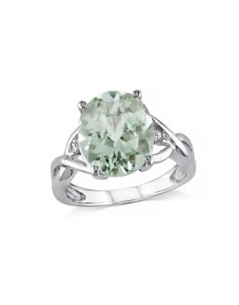 Concerto 4.33TCW Green Amethyst and Diamond Sterling Silver Cocktail Ring - AMETHYST - 8