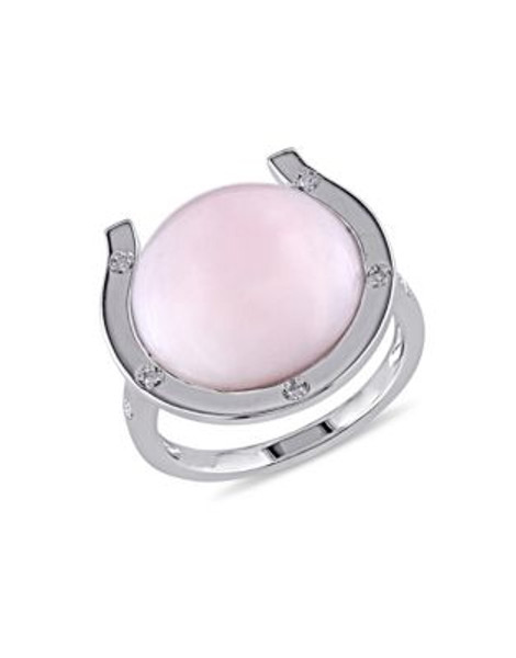 Concerto Pink Opal and 0.05 TCW Diamond Accent Sterling Silver Ring - OPAL - 8