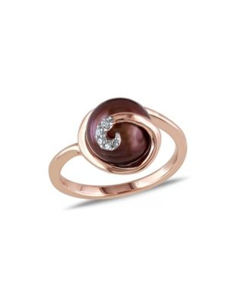 Concerto Brown Pearl 0.02 tcw Diamond and Pink Sterling Silver Ring - BROWN - 6