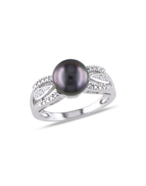 Concerto 0.05TCW Diamond and Black Tahitian Pearl Ring - PEARL - 5