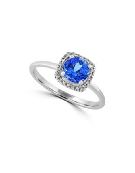 Effy 0.07 TCW Diamond and Tanzanite 14K White Gold Ring - TANZANITE - 7