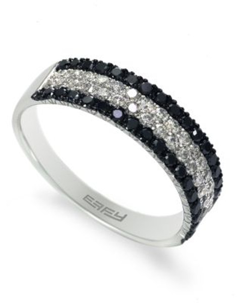 Effy 14k White Gold Diamond Black Diamond Ring - DIAMOND - 7