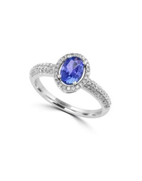 Effy 14K White Gold Tanzanite and 0.31 TCW Diamond Ring - TANZANITE - 7