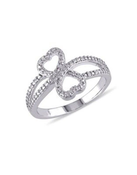 Concerto Prong-Set Diamond Double Heart Ring - DIAMOND - 6