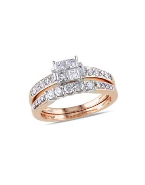 Concerto Diamond and Pink Gold Bridal Set Ring - DIAMOND - 5