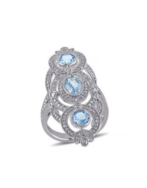 Concerto 2TCW Blue Topaz and Diamond Statement Ring - TOPAZ - 9