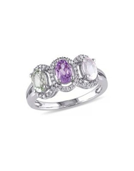 Concerto 0.2 TCW Diamond and Multi-Gemstone Sterling Silver Ring - MULTI - 6