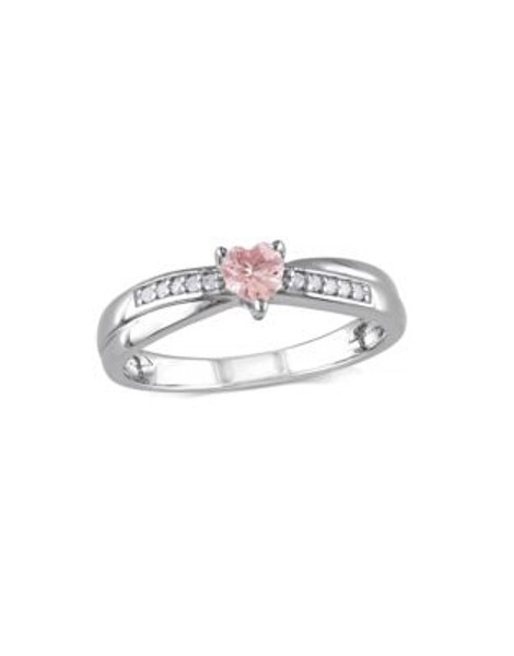 Concerto 0.25TCW Morganite and Diamond Sterling Silver Ring - PINK - 6